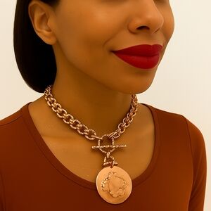 Chico's Rose Gold Crystal Convertible Necklace – Elegant Women's Fashion Jewelry